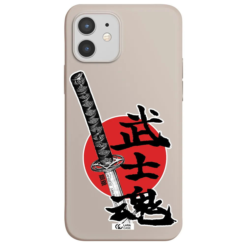 a sword with a red circle and hieroglyph Apple iPhone 12 Silicone Stone Case