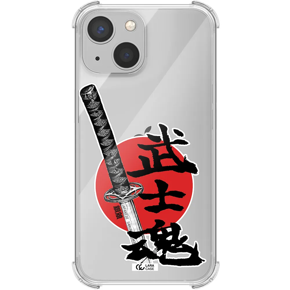 a sword with a red circle and hieroglyph Apple iPhone 13 mini Clear PC Case