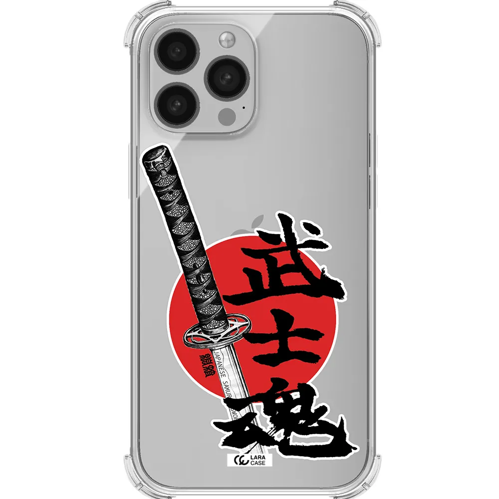 a sword with a red circle and hieroglyph Apple iPhone 13 Pro Clear PC Case