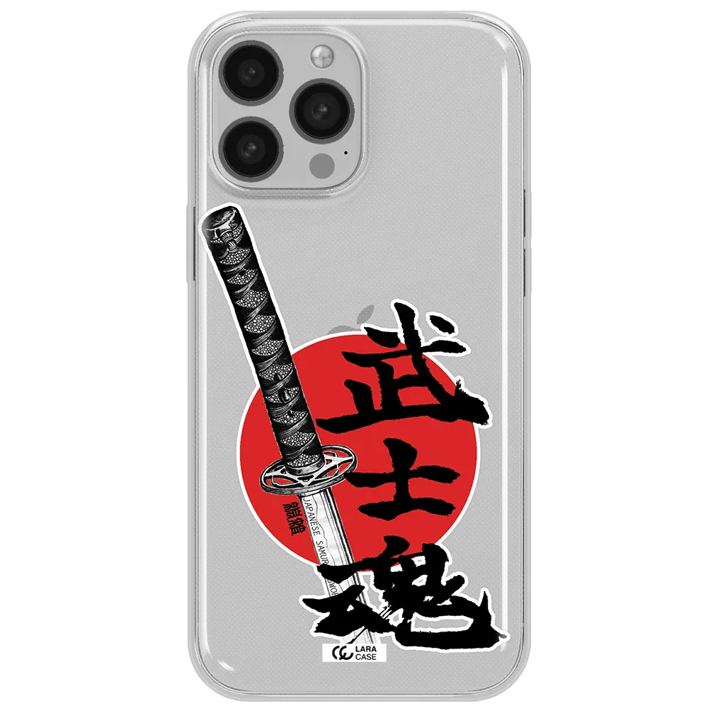 a sword with a red circle and hieroglyph Apple iPhone 13 Pro Clear TPU Case