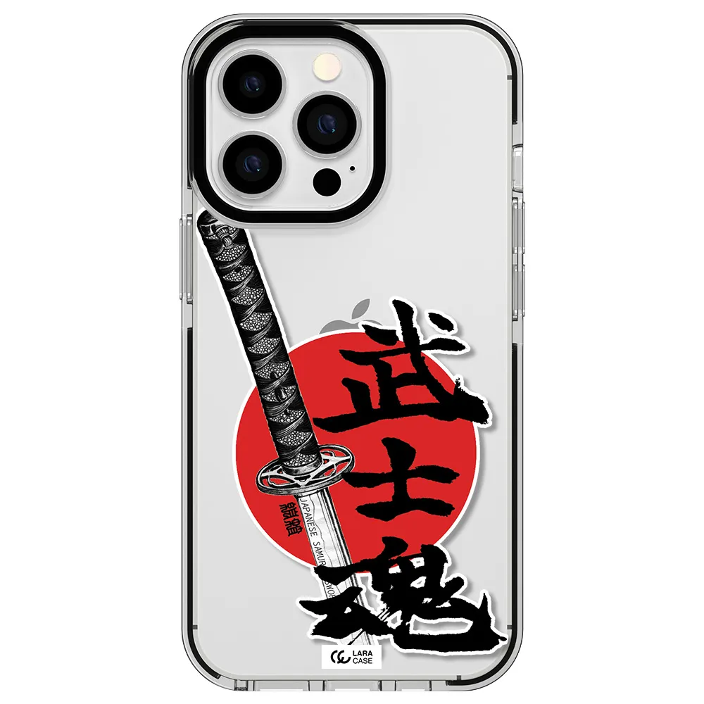 a sword with a red circle and hieroglyph Apple iPhone 13 Pro impact black border Case