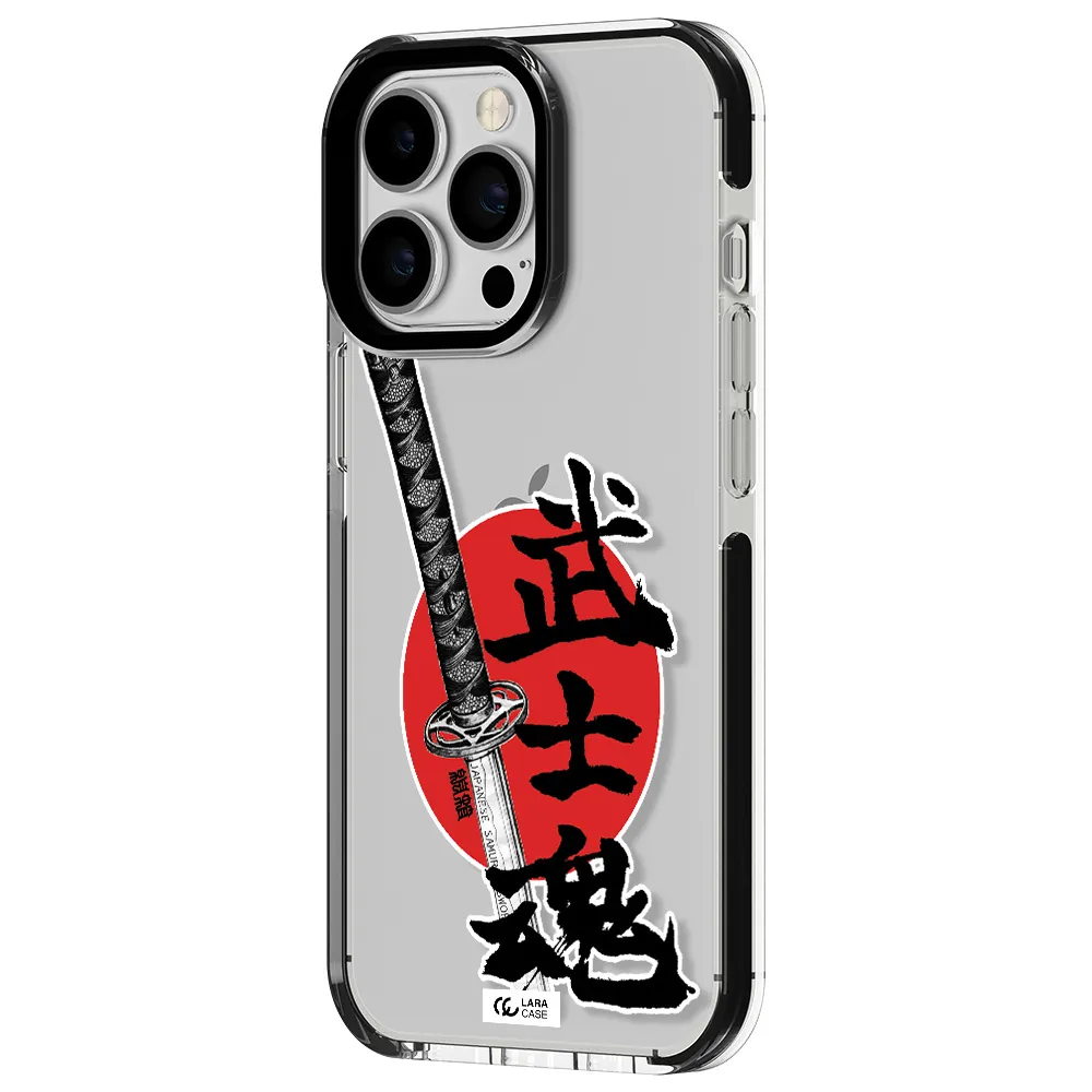 a sword with a red circle and hieroglyph Apple iPhone 13 Pro impact black border Case