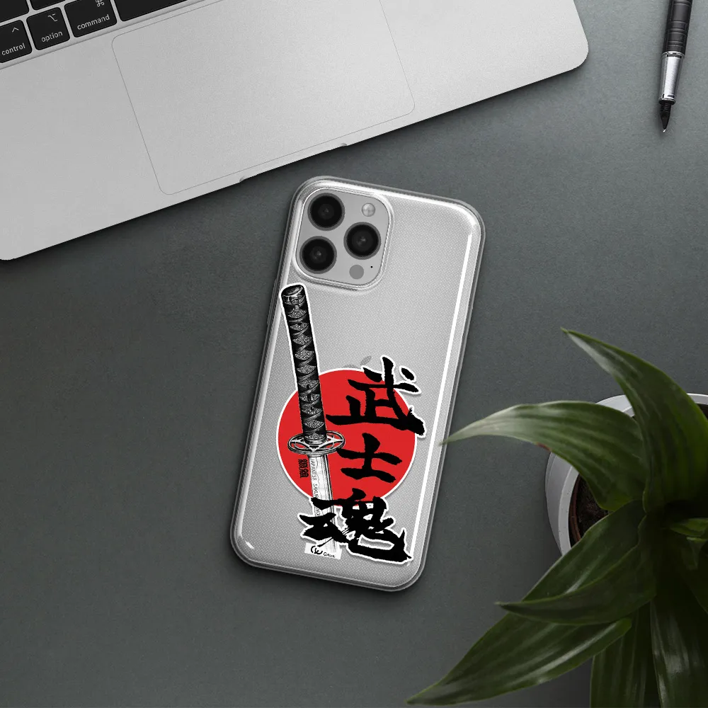 a sword with a red circle and hieroglyph Apple iPhone 13 Pro Max Clear TPU Case