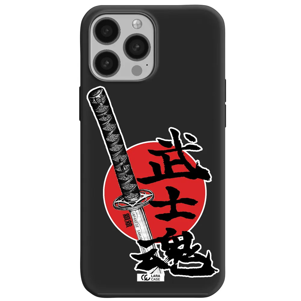 a sword with a red circle and hieroglyph Apple iPhone 13 Pro Max Silicone black Case