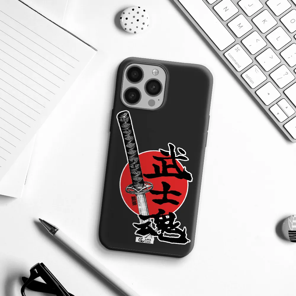 a sword with a red circle and hieroglyph Apple iPhone 13 Pro Max Silicone black Case