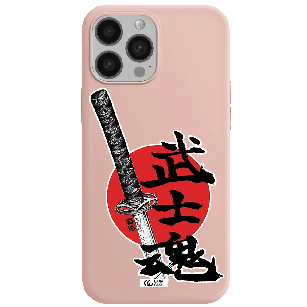 a sword with a red circle and hieroglyph Apple iPhone 13 Pro Silicone pastel pink Case