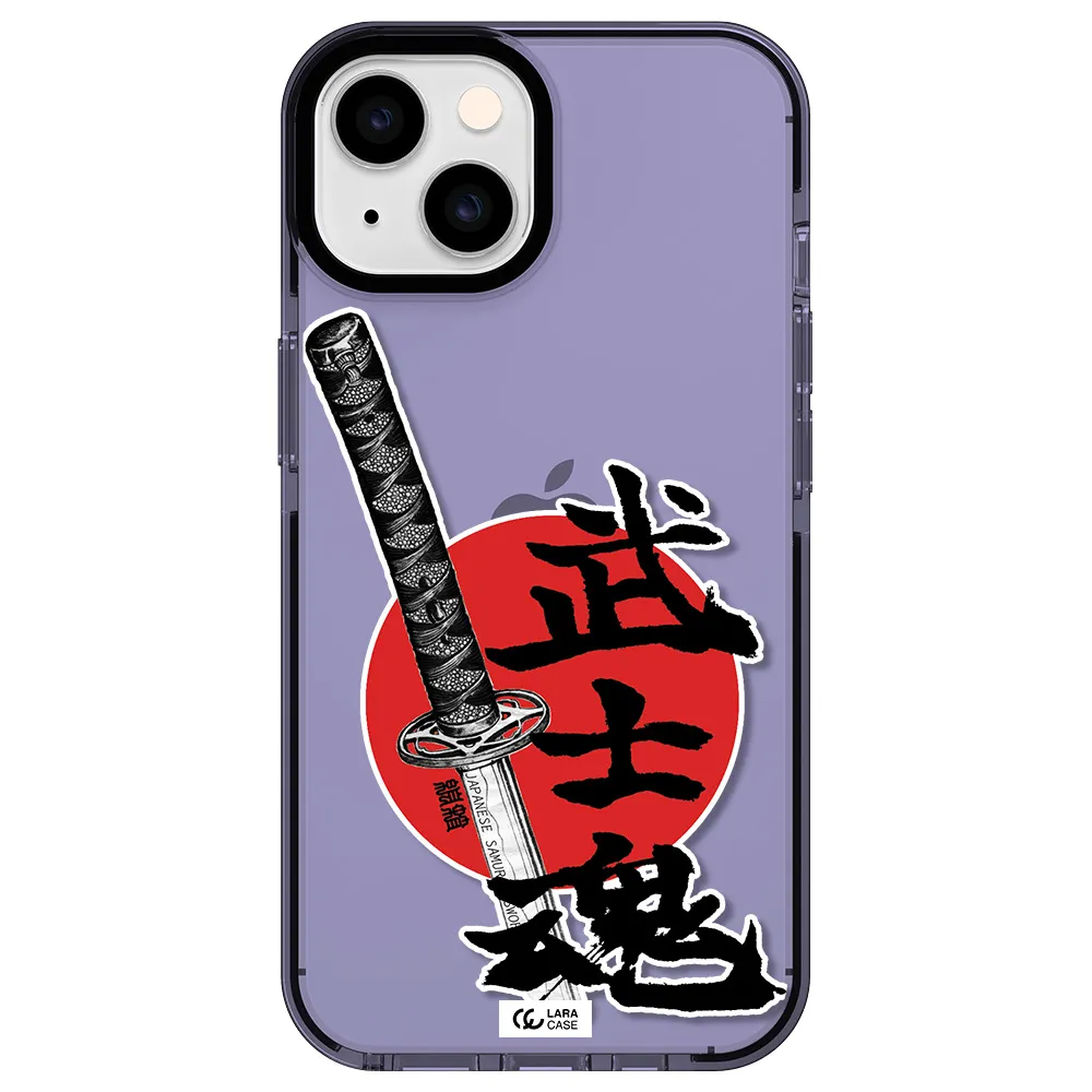 a sword with a red circle and hieroglyph Apple iPhone 14 impact Lilac Case