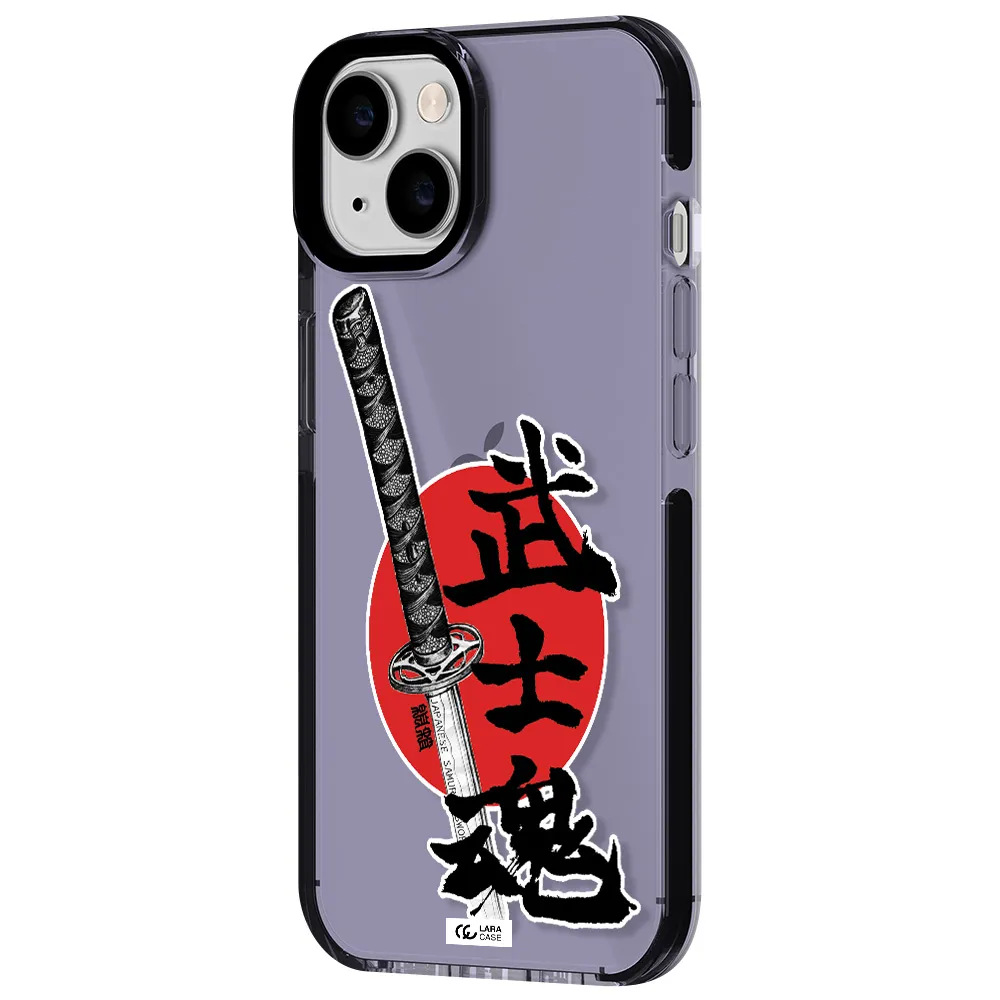 a sword with a red circle and hieroglyph Apple iPhone 14 impact Lilac Case