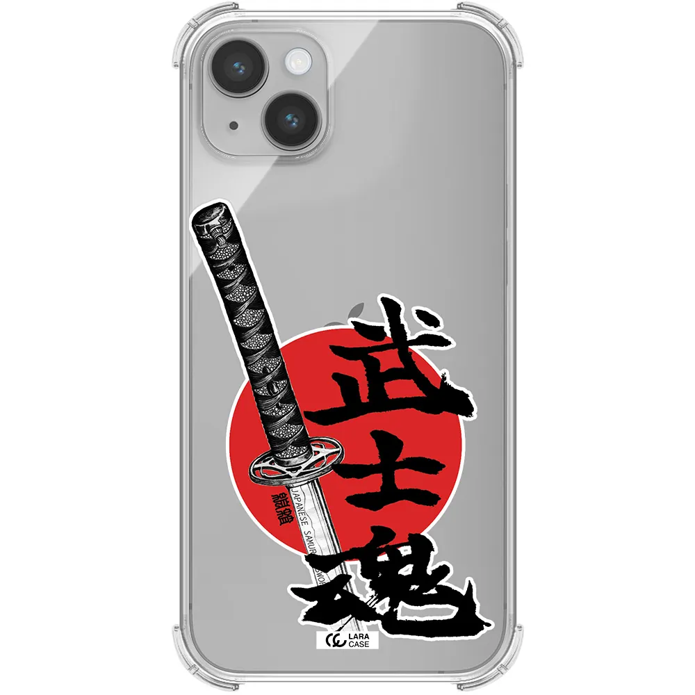 a sword with a red circle and hieroglyph Apple iPhone 14 plus Clear PC Case