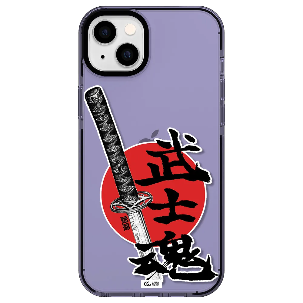 a sword with a red circle and hieroglyph Apple iPhone 14 plus impact Lilac Case