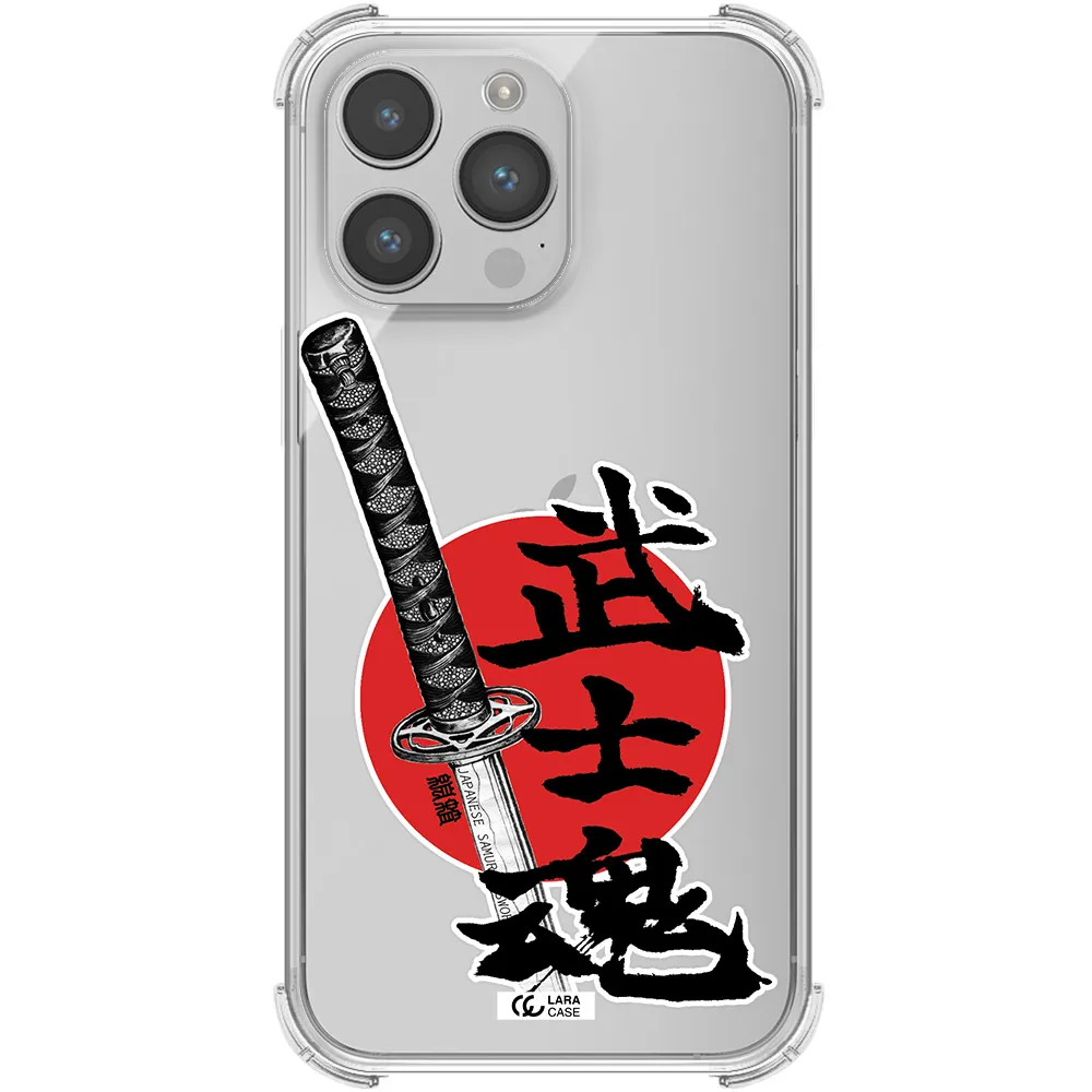 a sword with a red circle and hieroglyph Apple iPhone 14 pro Clear PC Case