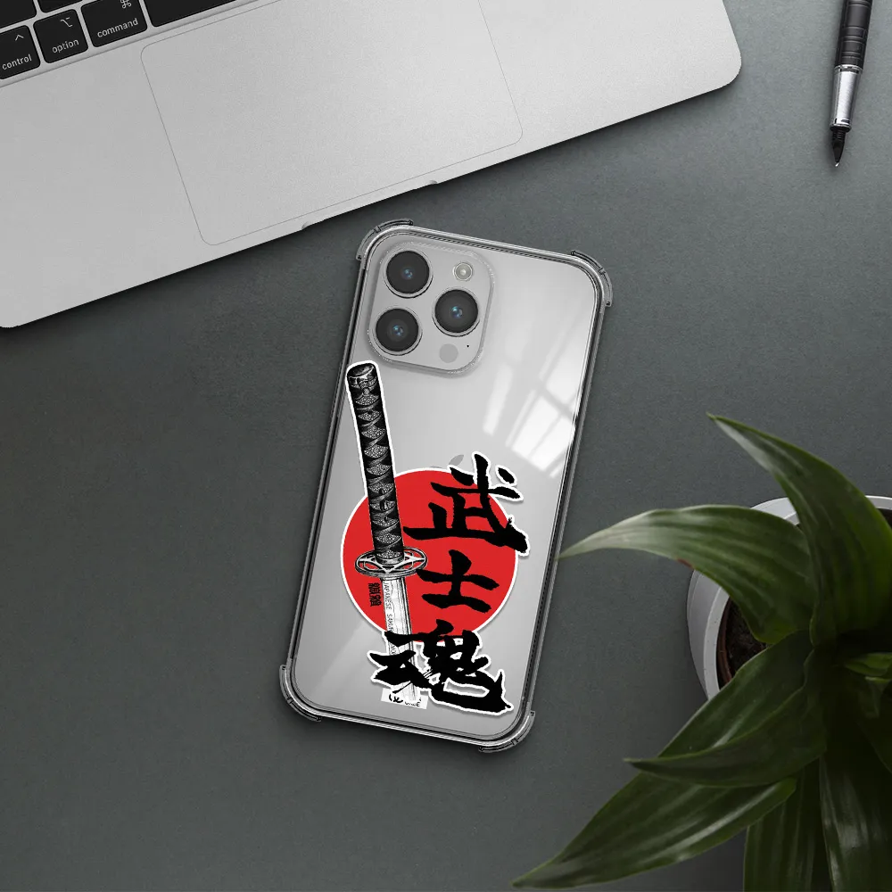 a sword with a red circle and hieroglyph Apple iPhone 14 pro Clear PC Case