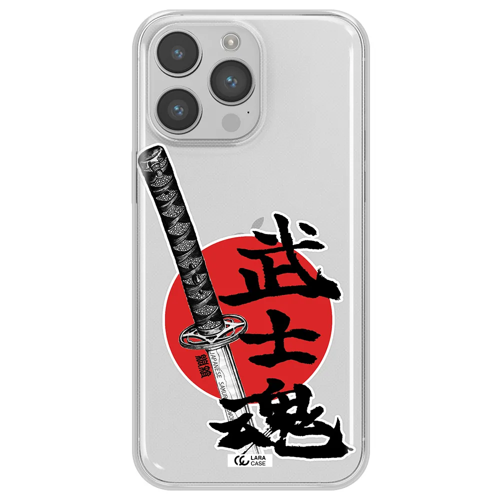 a sword with a red circle and hieroglyph Apple iPhone 14 pro max Clear TPU Case