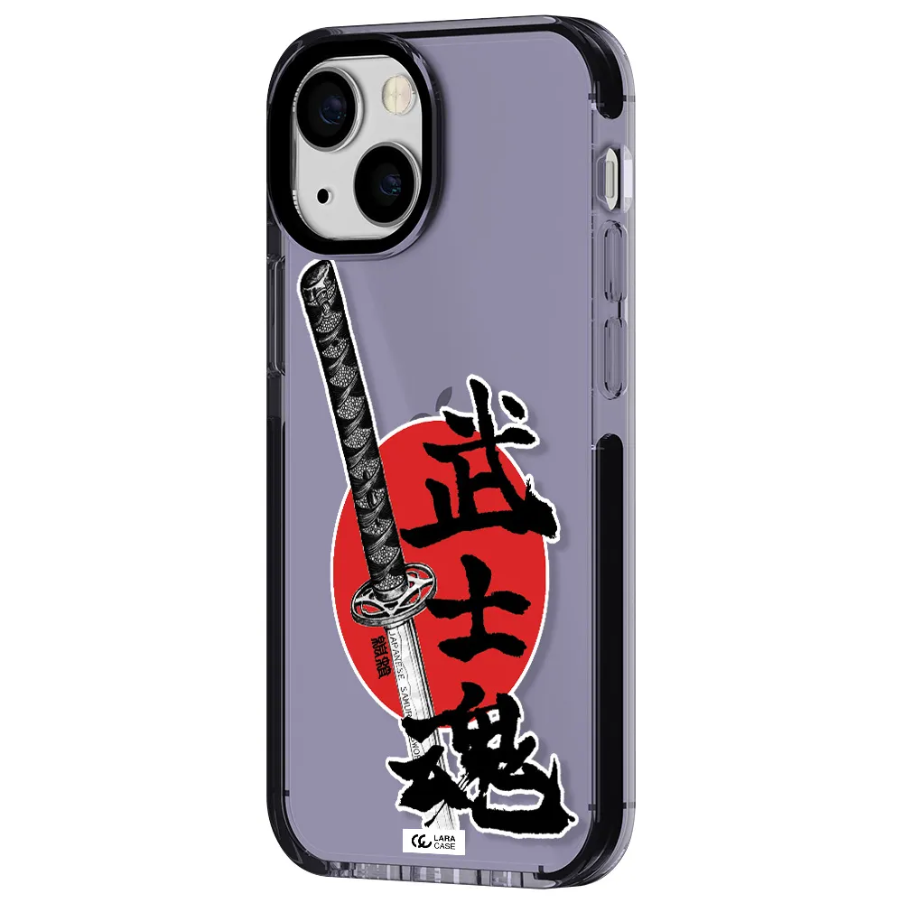a sword with a red circle and hieroglyph Apple iPhone 15 impact Lilac Case