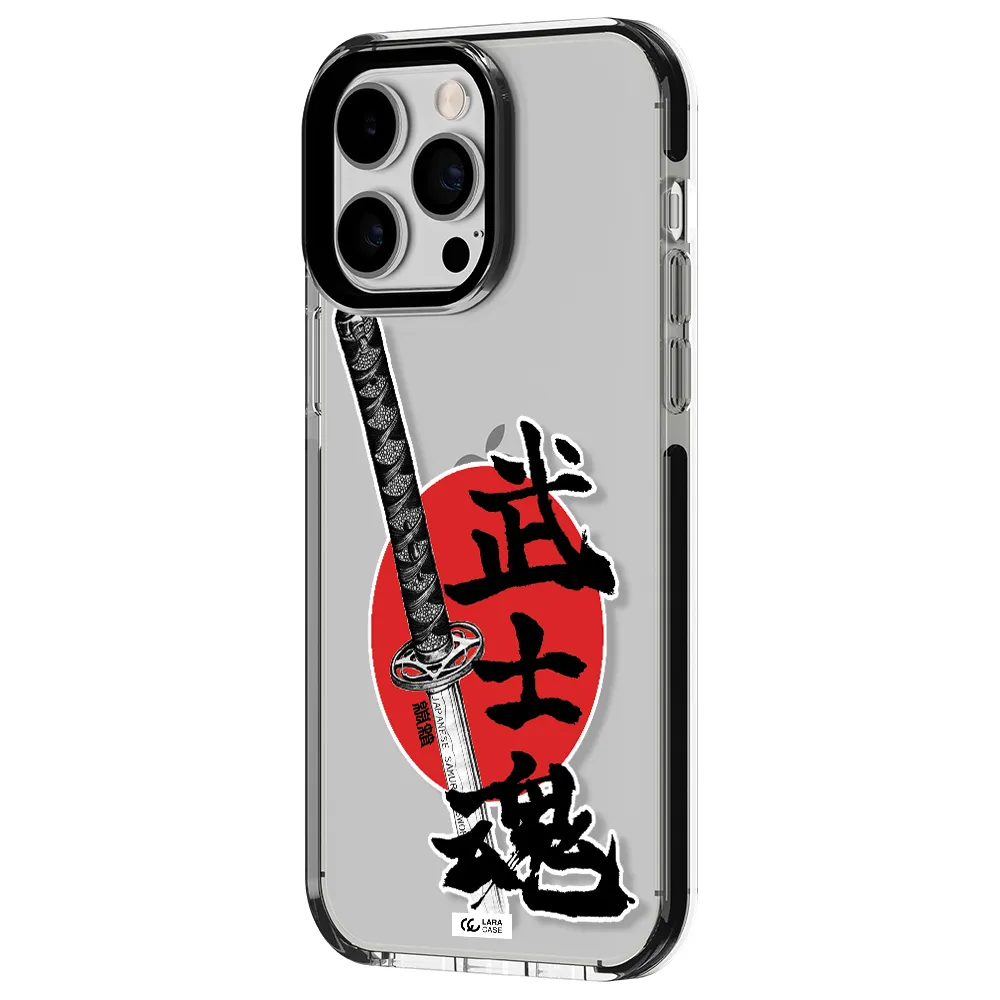 a sword with a red circle and hieroglyph Apple iPhone 15 Pro Max impact black border Case