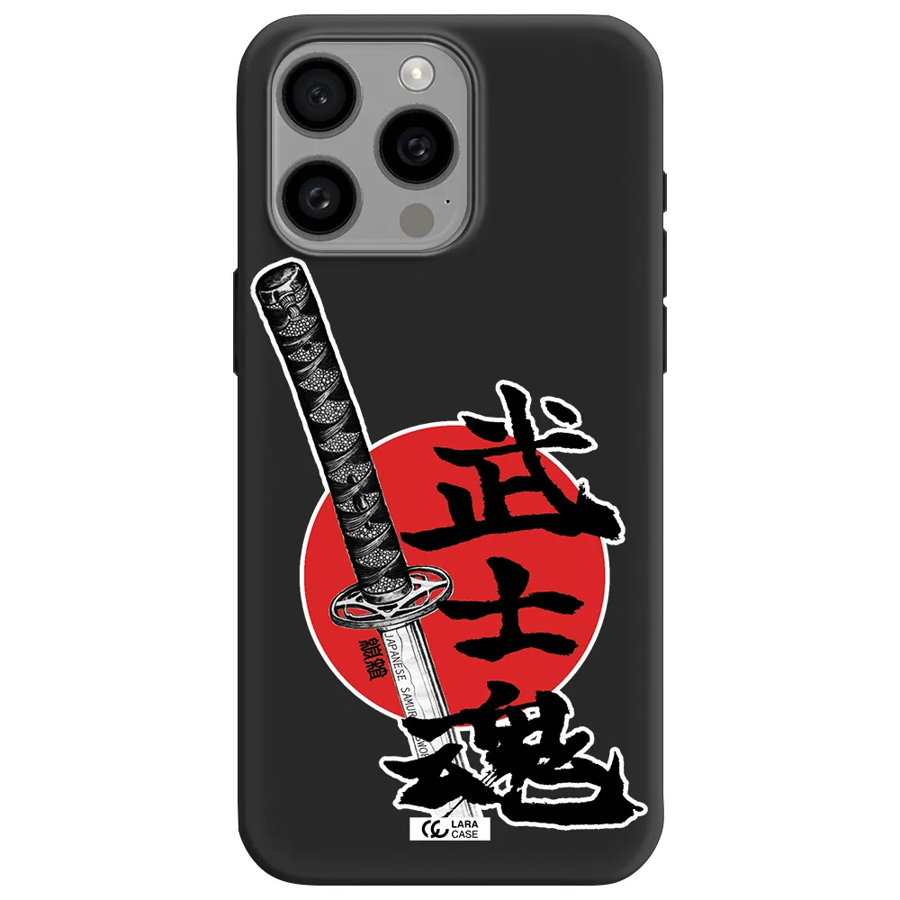 a sword with a red circle and hieroglyph Apple Iphone 15 Pro max Silicone black Case
