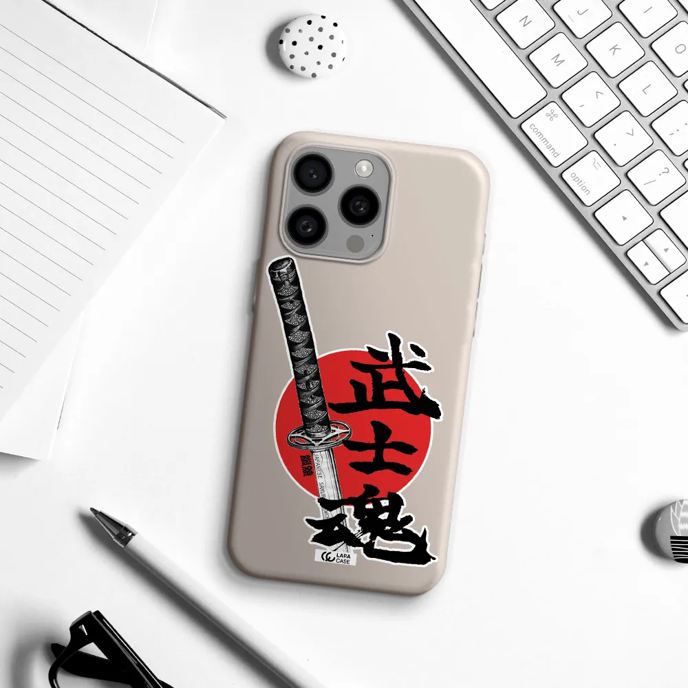 a sword with a red circle and hieroglyph Apple Iphone 15 Pro max Silicone Stone Case