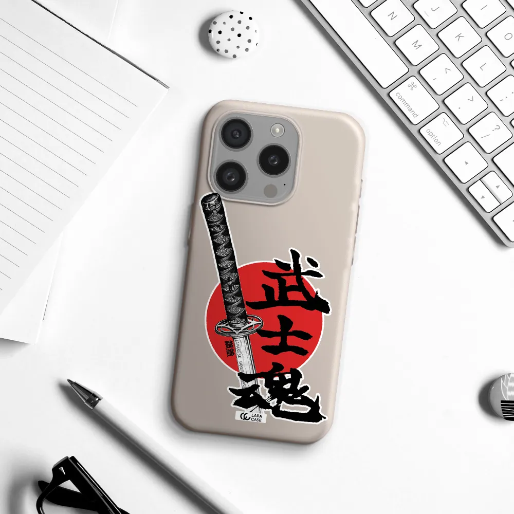 A Sword With A Red Circle And Hieroglyph Apple Iphone 15 Pro Silicone Stone Case