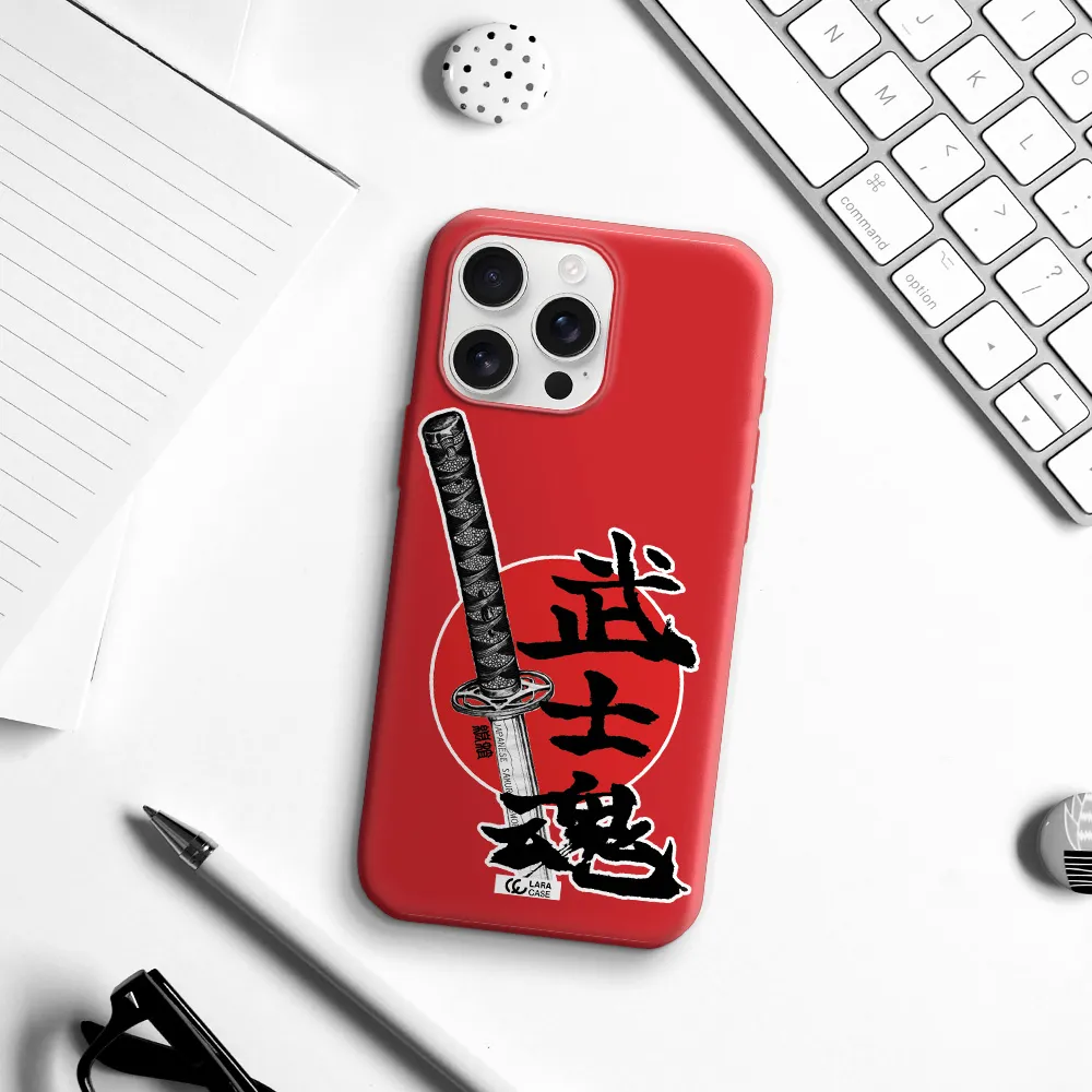 A Sword With A Red Circle And Hieroglyph Apple Iphone 16 Pro Max Silicone Imperial Red Case