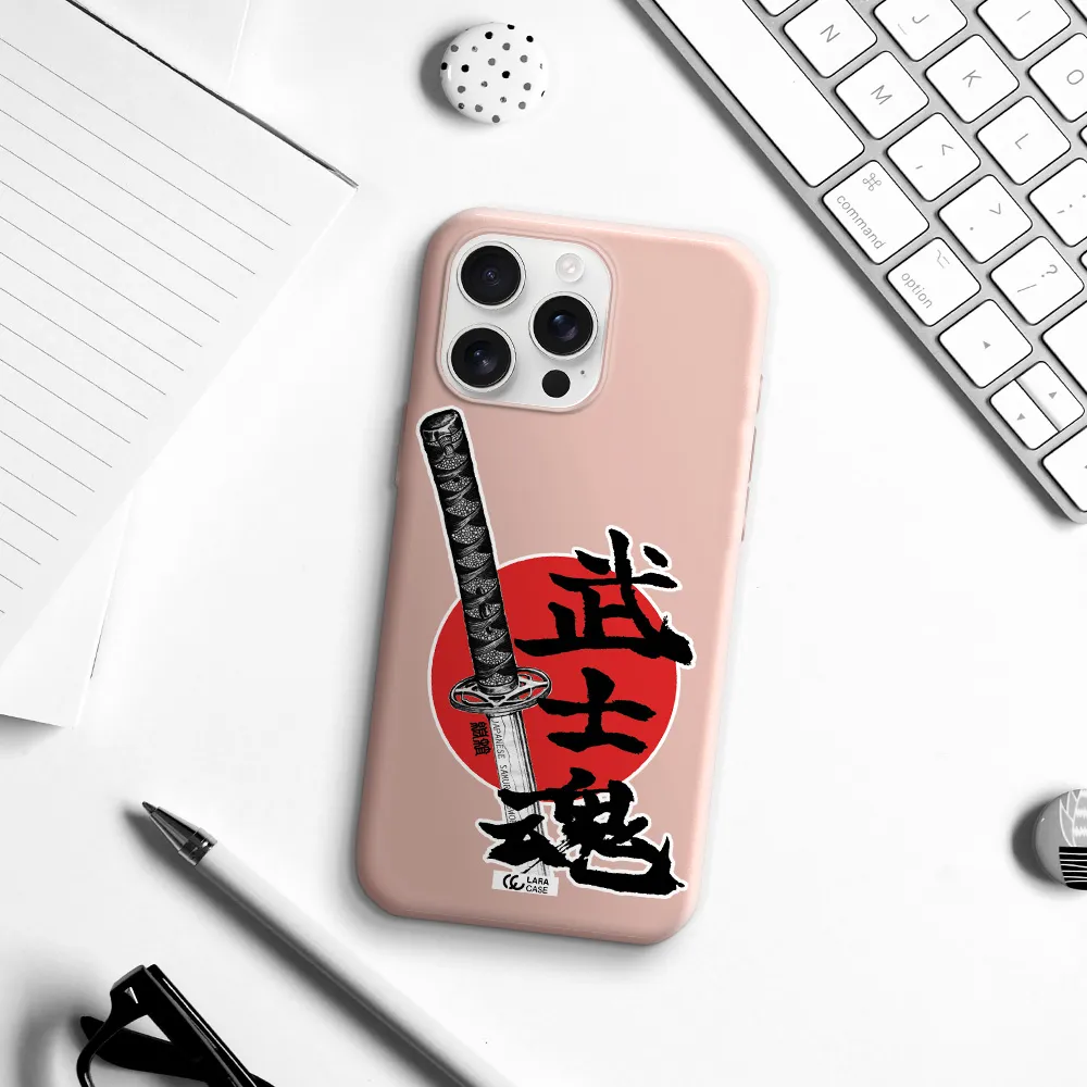 A Sword With A Red Circle And Hieroglyph Apple Iphone 16 Pro Max Silicone Pastel Pink Case