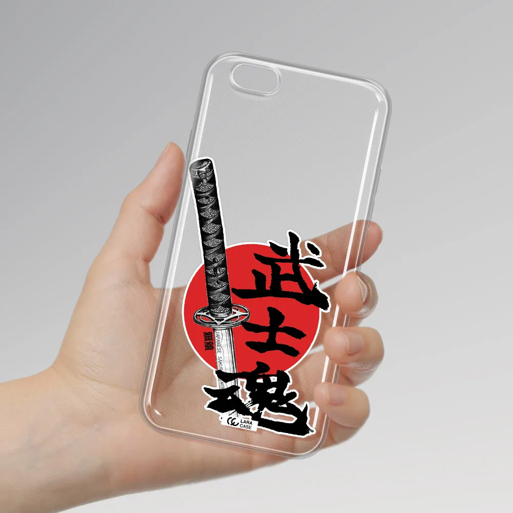 a sword with a red circle and hieroglyph Apple iPhone 6 Clear TPU Case