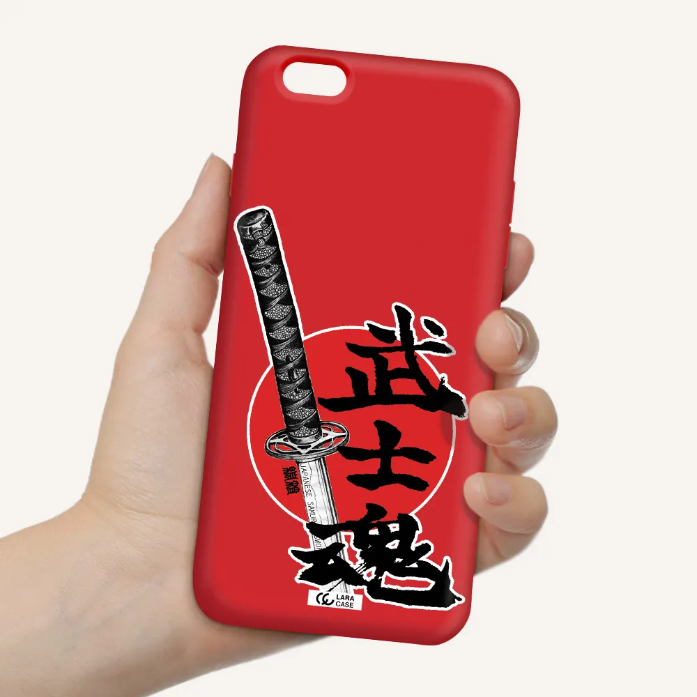 a sword with a red circle and hieroglyph Apple iPhone 6 plus Silicone Imperial Red Case