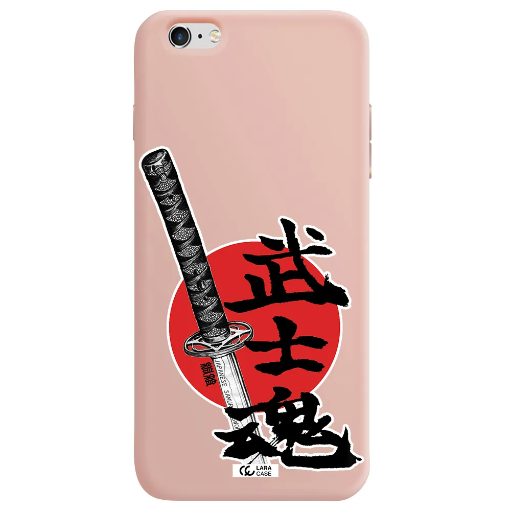 a sword with a red circle and hieroglyph Apple iPhone 6 plus Silicone pastel pink Case