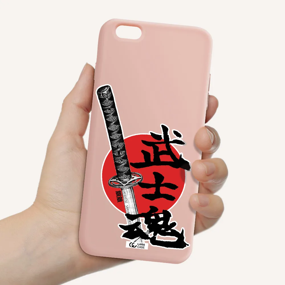 a sword with a red circle and hieroglyph Apple iPhone 6 plus Silicone pastel pink Case