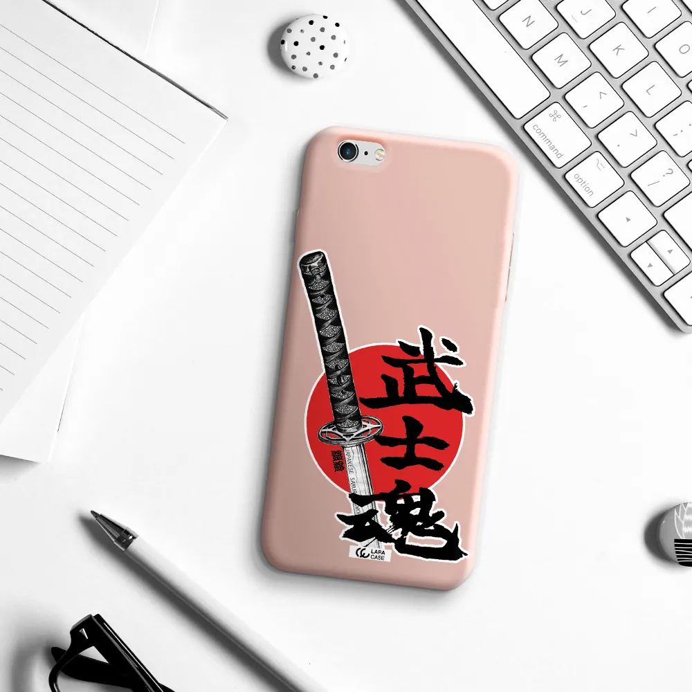 a sword with a red circle and hieroglyph Apple iPhone 6 plus Silicone pastel pink Case