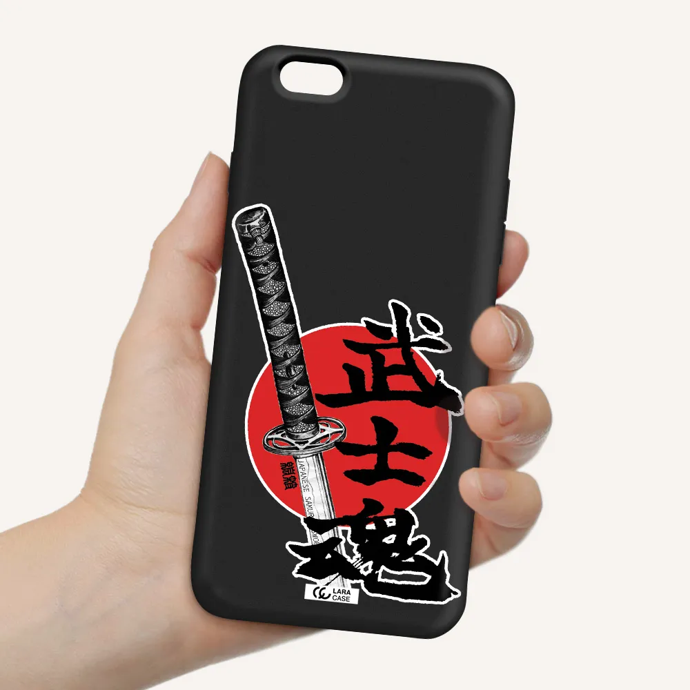 a sword with a red circle and hieroglyph Apple iPhone 6 s plus Silicone black Case