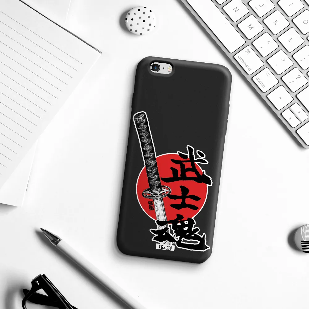 a sword with a red circle and hieroglyph Apple iPhone 6 s plus Silicone black Case