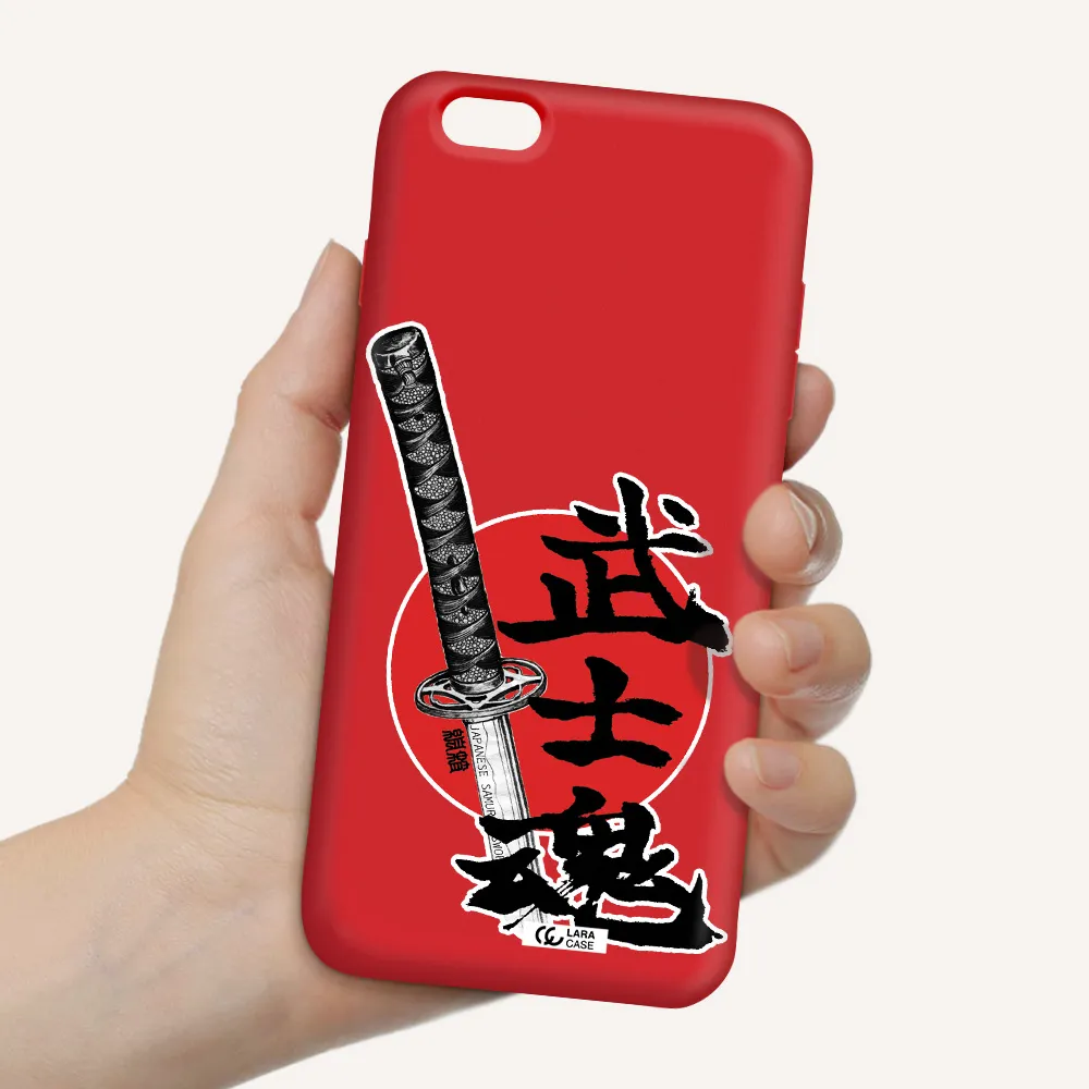 a sword with a red circle and hieroglyph Apple iPhone 6 s plus Silicone Imperial Red Case