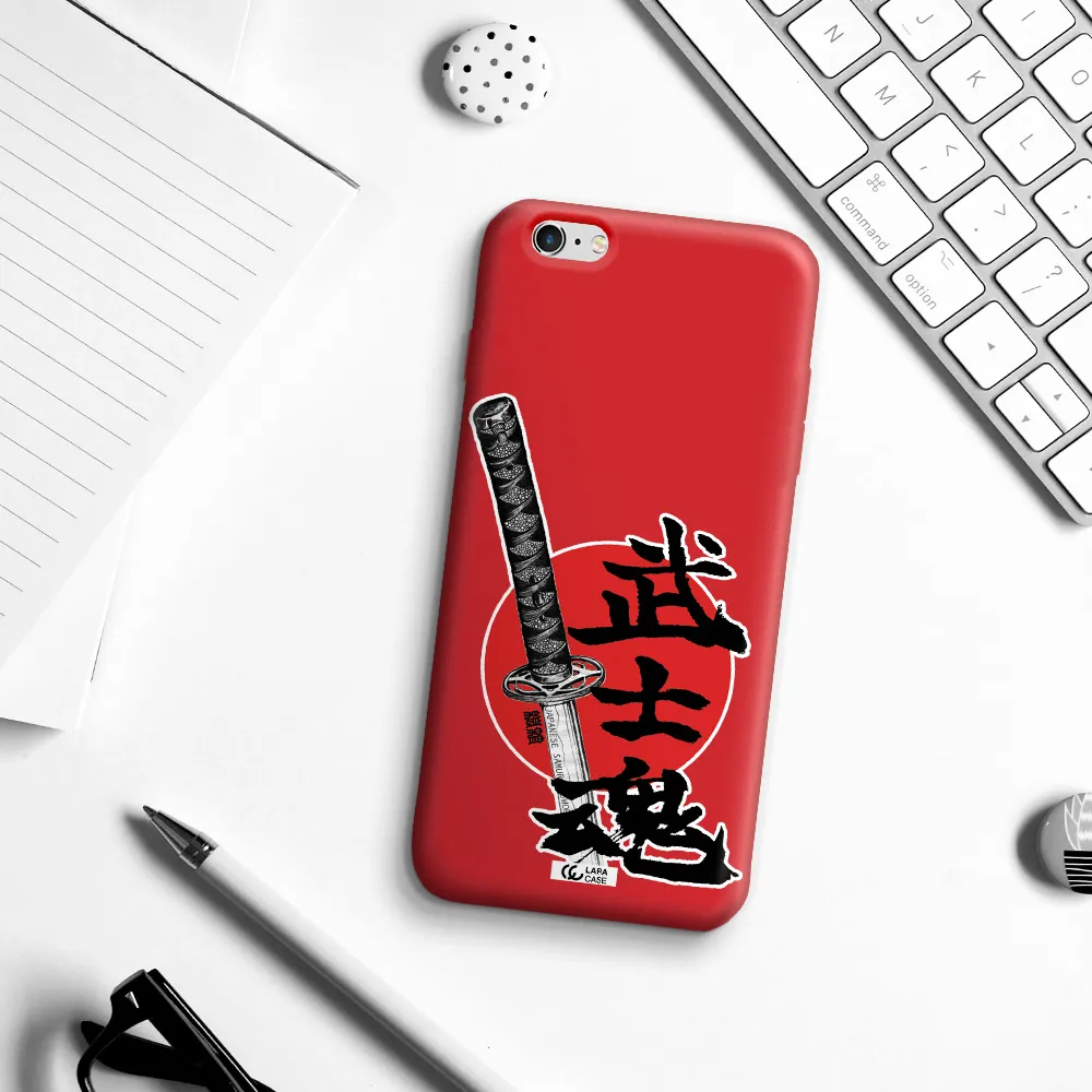 a sword with a red circle and hieroglyph Apple iPhone 6 s plus Silicone Imperial Red Case