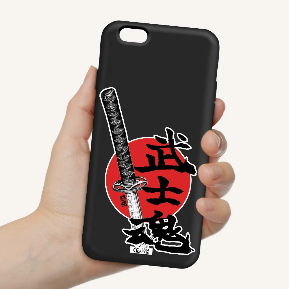 a sword with a red circle and hieroglyph Apple iPhone 6 Silicone black Case