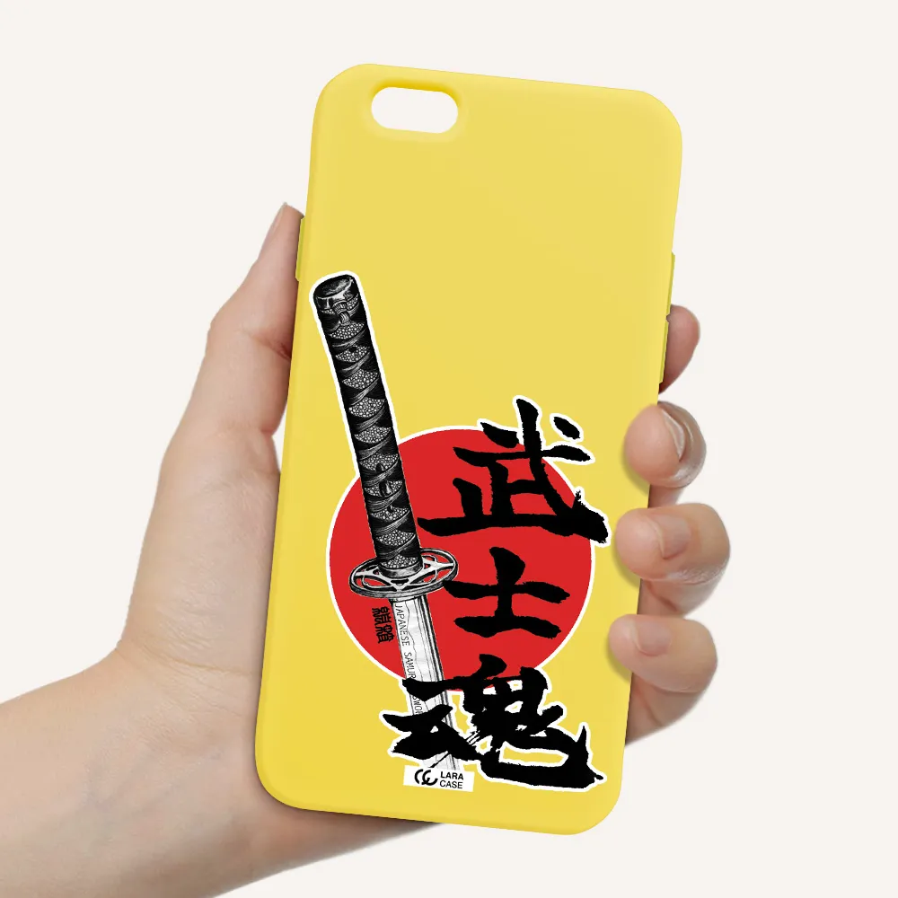 a sword with a red circle and hieroglyph Apple iPhone 6 Silicone canary yellow Case