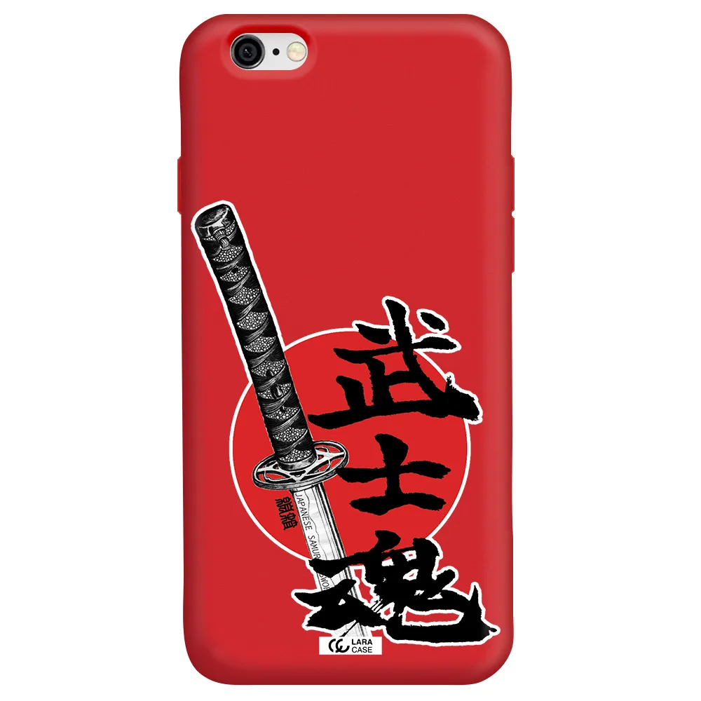 a sword with a red circle and hieroglyph Apple iPhone 6 Silicone Imperial Red Case