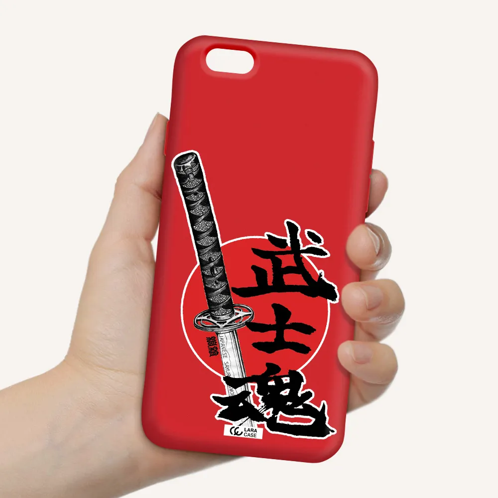 a sword with a red circle and hieroglyph Apple iPhone 6 Silicone Imperial Red Case