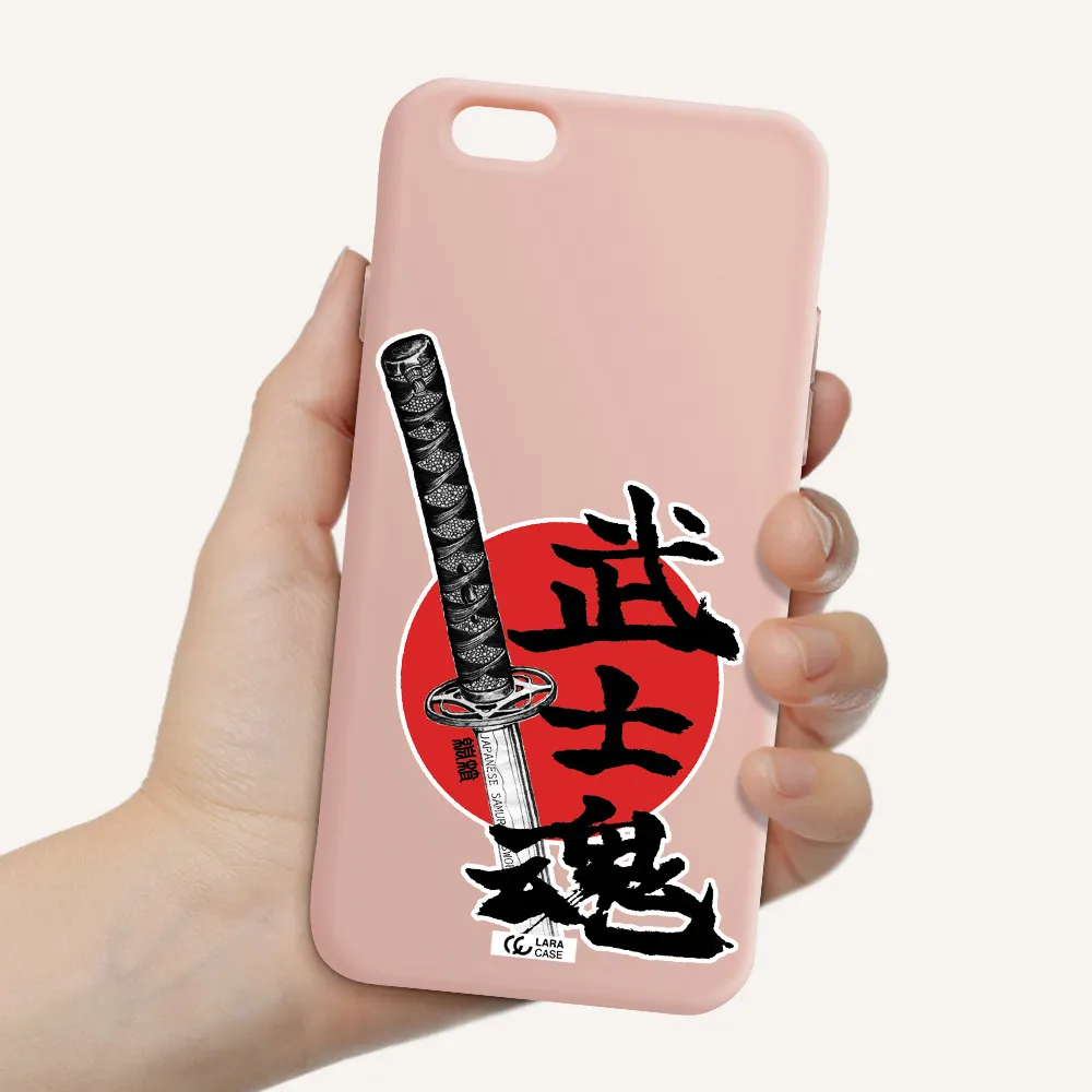 a sword with a red circle and hieroglyph Apple iPhone 6 Silicone pastel pink Case
