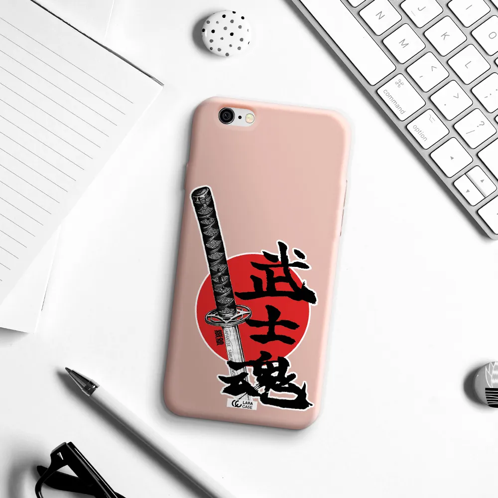a sword with a red circle and hieroglyph Apple iPhone 6 Silicone pastel pink Case
