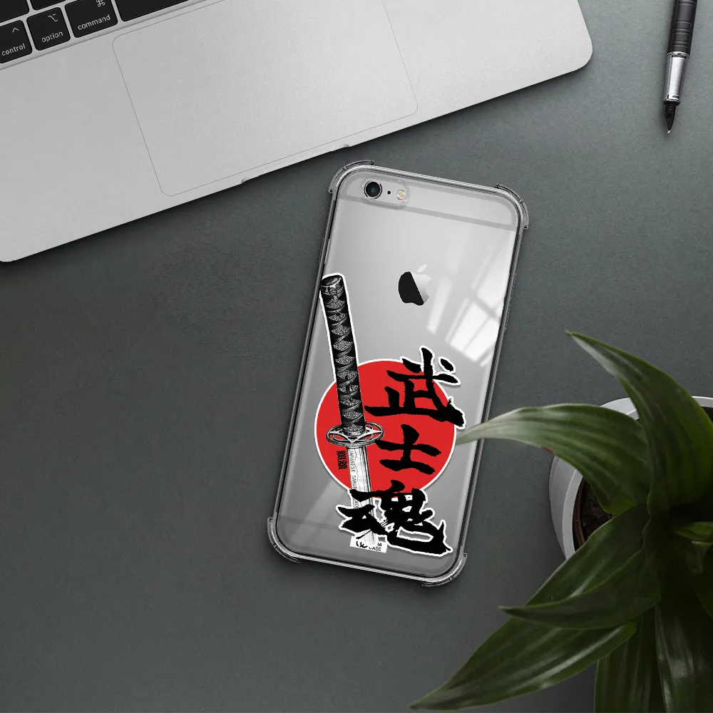 a sword with a red circle and hieroglyph Apple iPhone 6S Clear PC Case