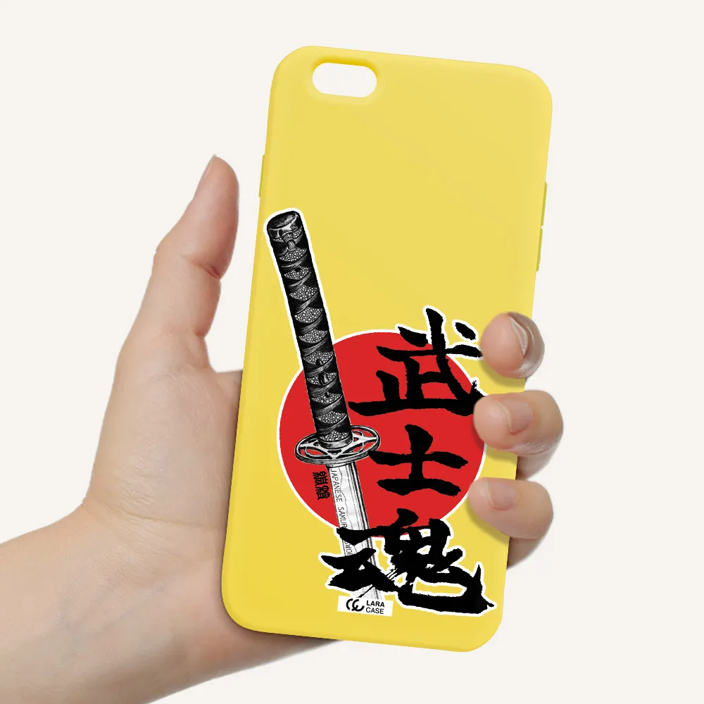 a sword with a red circle and hieroglyph Apple iPhone 6S Silicone canary yellow Case