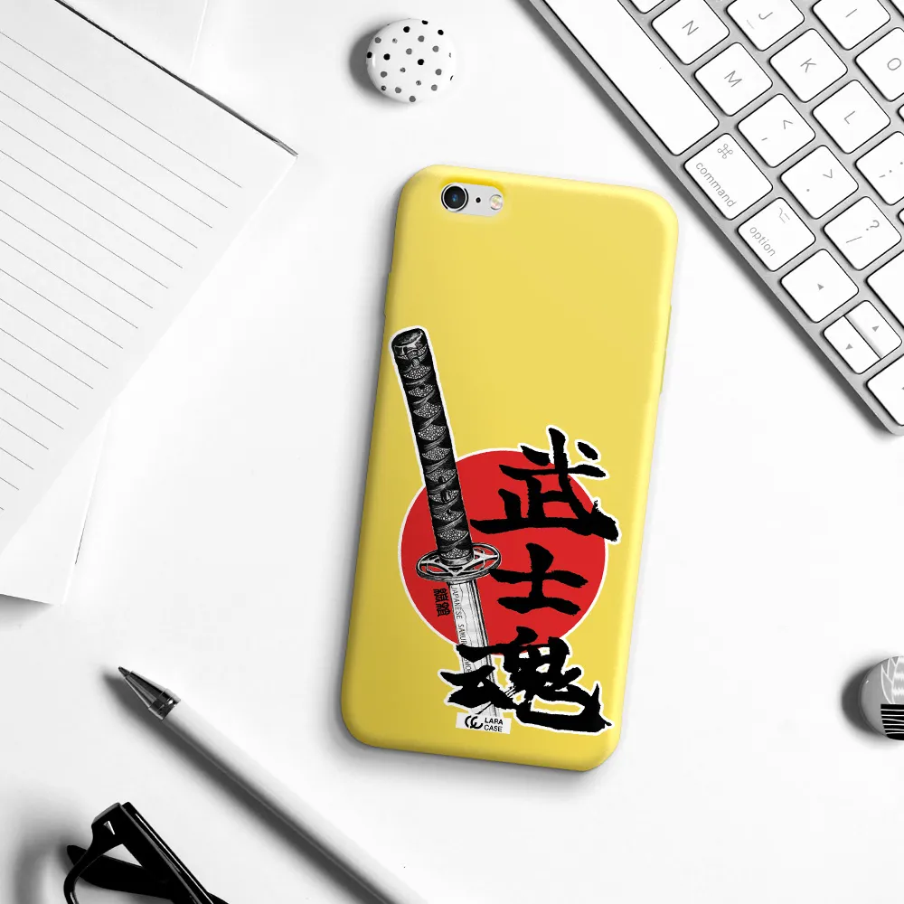 a sword with a red circle and hieroglyph Apple iPhone 6S Silicone canary yellow Case