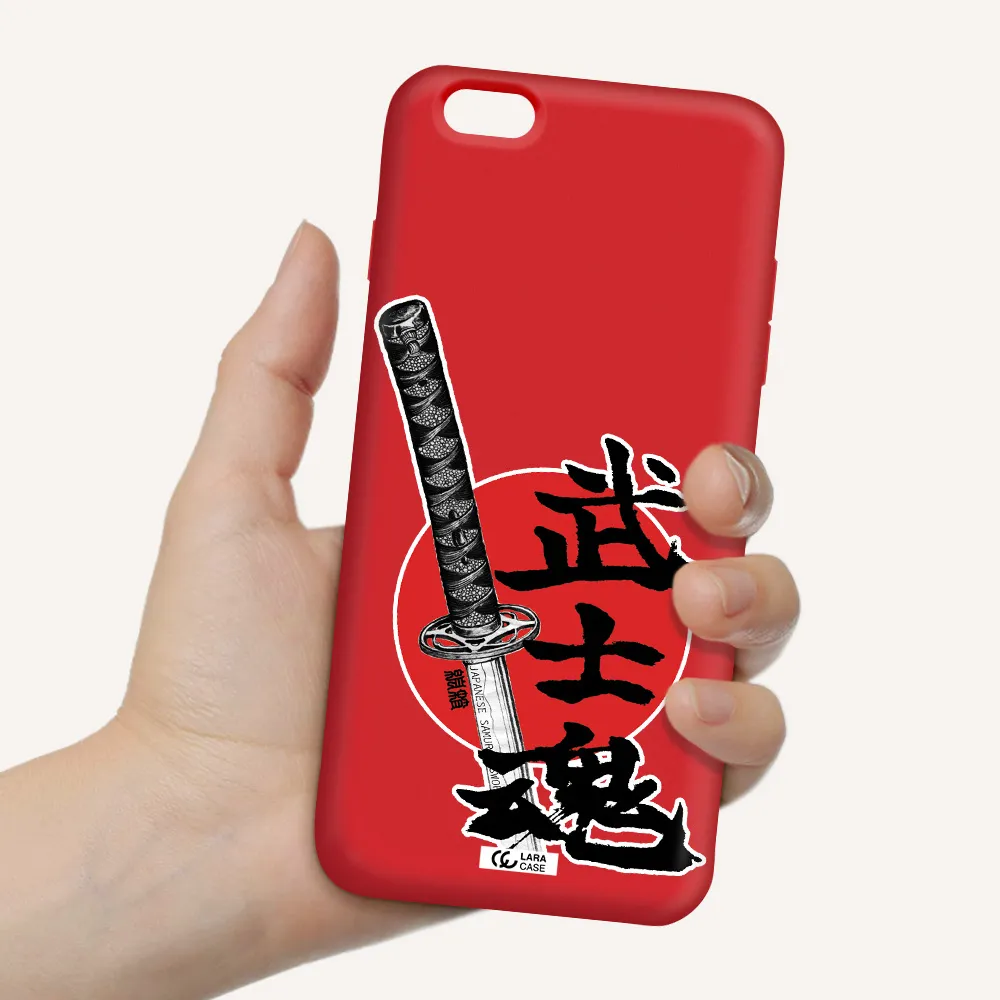 a sword with a red circle and hieroglyph Apple iPhone 6S Silicone Imperial Red Case