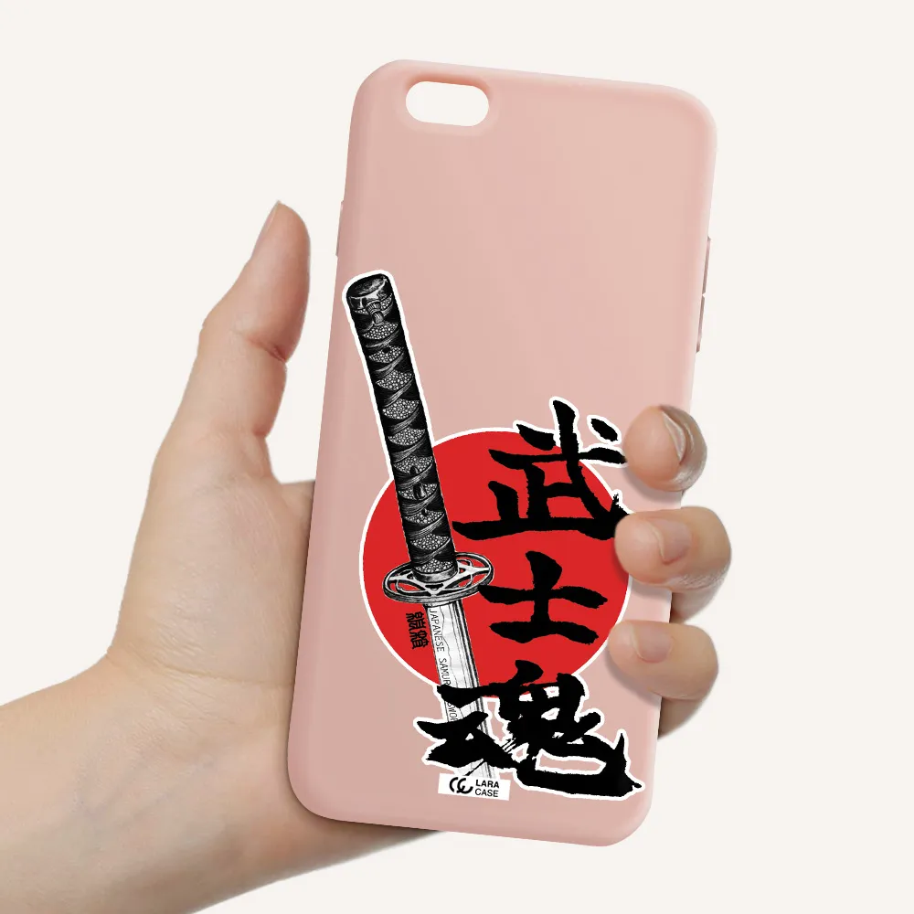a sword with a red circle and hieroglyph Apple iPhone 6S Silicone pastel pink Case
