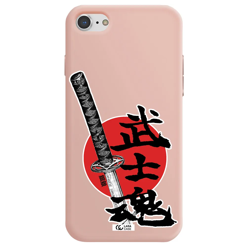 a sword with a red circle and hieroglyph Apple iPhone 7 Silicone pastel pink Case