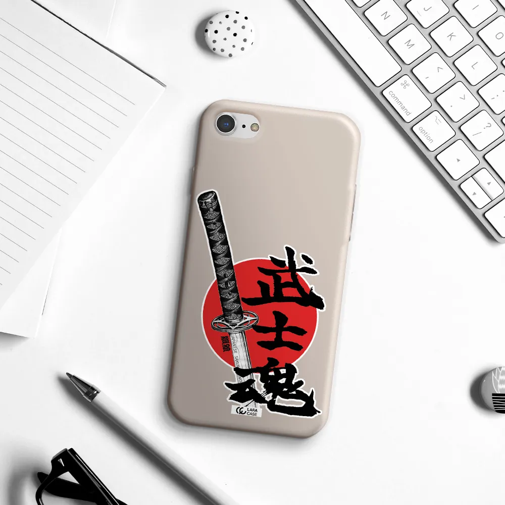 a sword with a red circle and hieroglyph Apple iPhone 7 Silicone Stone Case