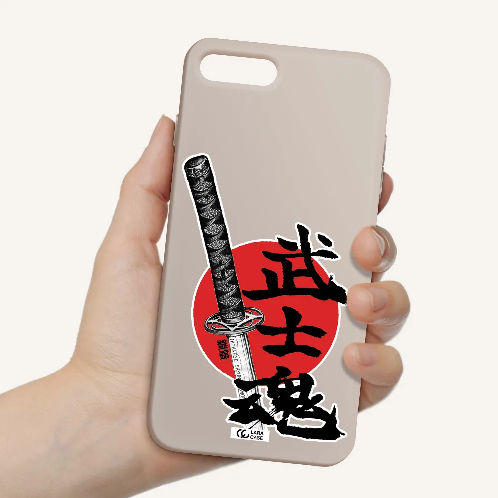 a sword with a red circle and hieroglyph Apple iPhone 8 plus Silicone Stone Case