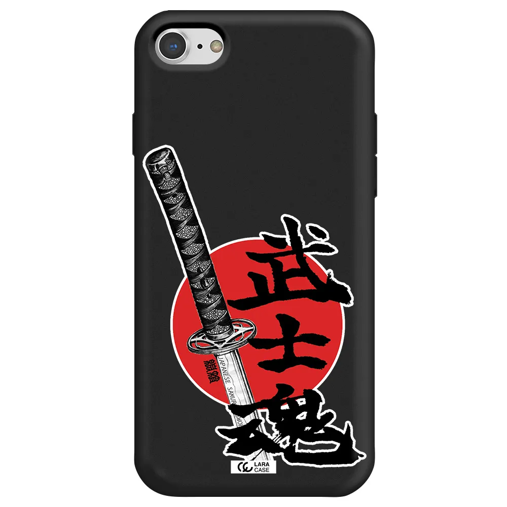 a sword with a red circle and hieroglyph Apple iPhone 8 Silicone black Case