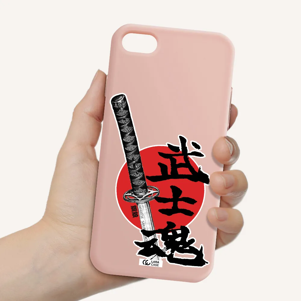 a sword with a red circle and hieroglyph Apple iPhone 8 Silicone pastel pink Case