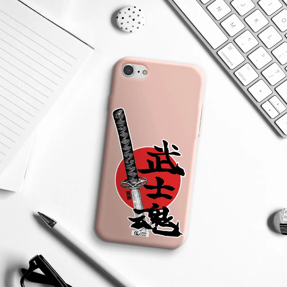 a sword with a red circle and hieroglyph Apple iPhone 8 Silicone pastel pink Case